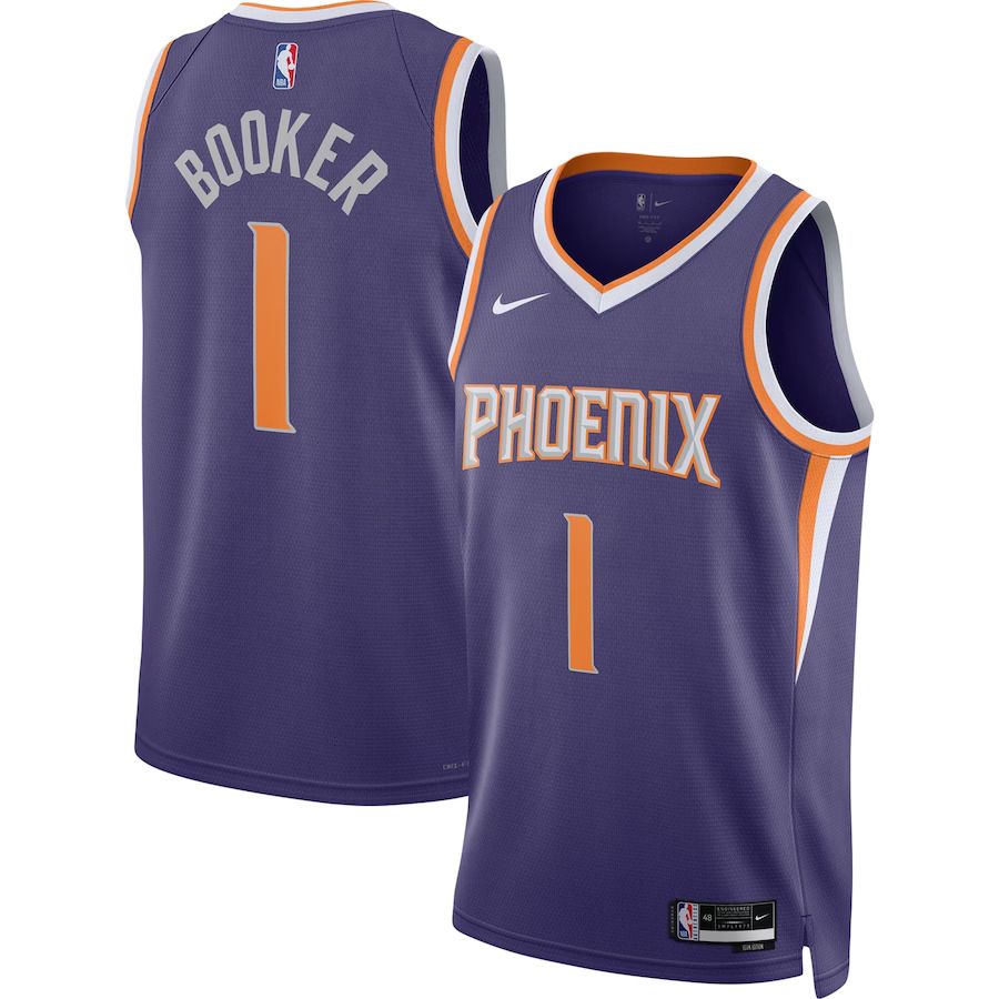 Men Phoenix Suns 1 Devin Booker Nike Purple Icon Edition 2022-23 Swingman NBA Jersey